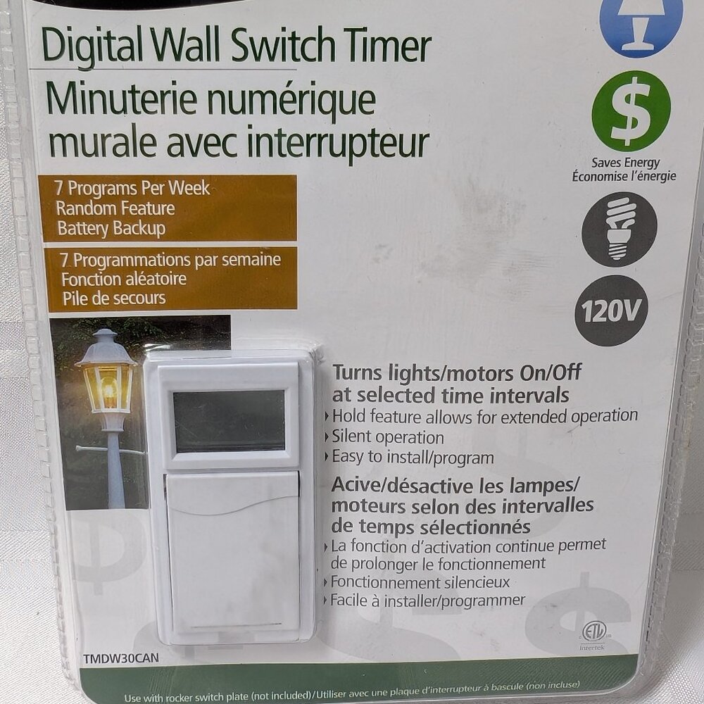 DIGITAL WALL SWITCH TIMER ELECTRONIC BY WESTEK NIP INDOOR LIGHT SWITCH 120V HOME